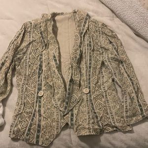 Cardigan with rose buttons and flower pattern